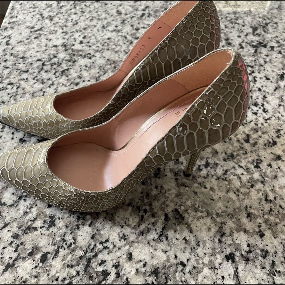 Stuart Weitzman Nouveau Python-Print Pump, Taupe
